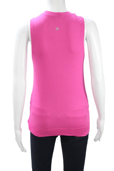 Lululemon Women Pink Basic Tank Crew Neck Nylon Blend Size 4