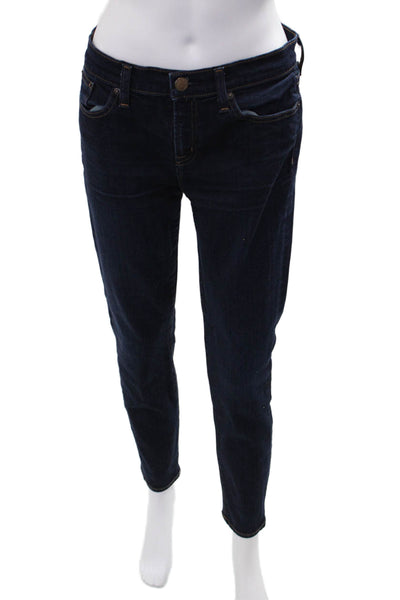 J Crew Womens Skinny Ankle Mid-Rise Dark Blue Jeans 28 Inseam Size 29