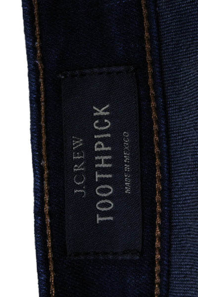J Crew Womens Skinny Ankle Mid-Rise Dark Blue Jeans 28 Inseam Size 29