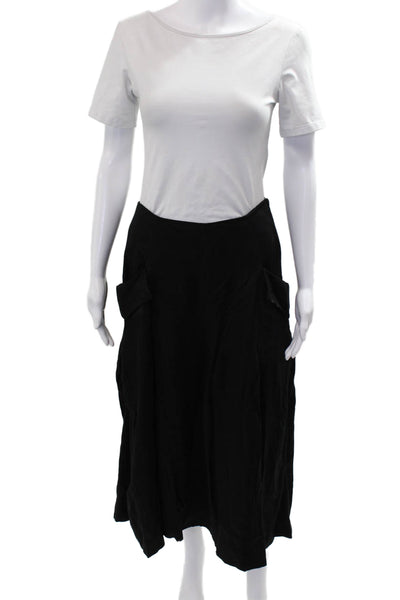Maeve Anthropologie Women Black A-Line Peasant Midi Skirt Polyester Size 8