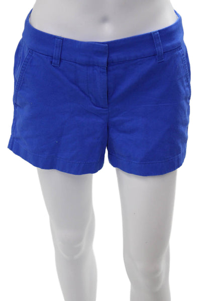 J Crew Womens Chino Shorts Blue 100% Cotton Button Size 2