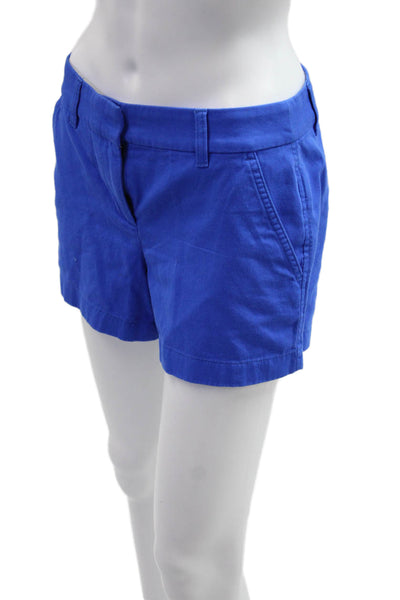 J Crew Womens Chino Shorts Blue 100% Cotton Button Size 2