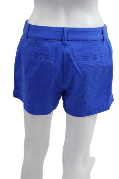 J Crew Womens Chino Shorts Blue 100% Cotton Button Size 2