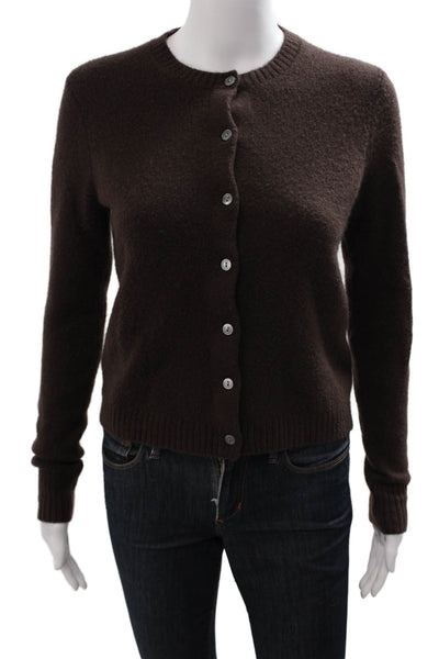 J Crew Unisex Cardigan Brown Crew Neck Button Merino Blend Size XS
