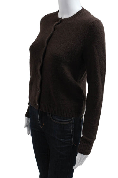 J Crew Unisex Cardigan Brown Crew Neck Button Merino Blend Size XS