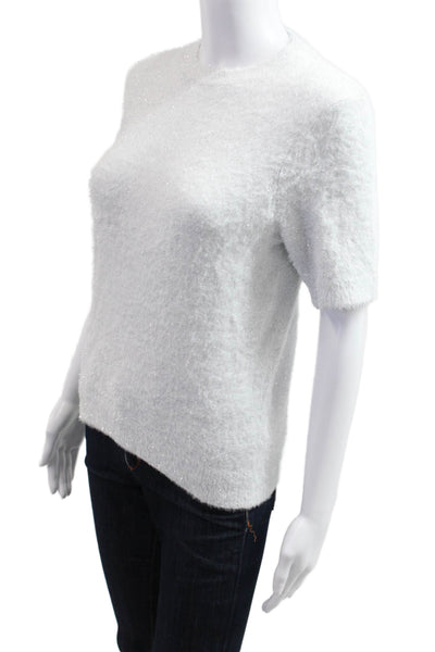 J Crew Unisex White Pullover Sweater Crew Neck Short Sleeve Size S