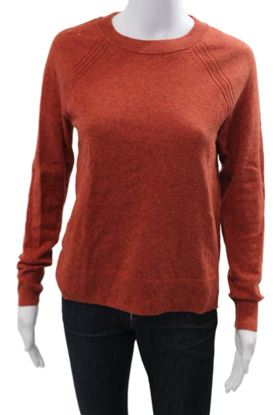 J Crew Women Orange Crew Neck Pullover Sweater Long Sleeve Cotton Wool Size XS