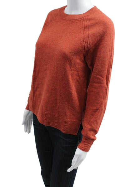 J Crew Women Orange Crew Neck Pullover Sweater Long Sleeve Cotton Wool Size XS