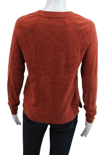 J Crew Women Orange Crew Neck Pullover Sweater Long Sleeve Cotton Wool Size XS