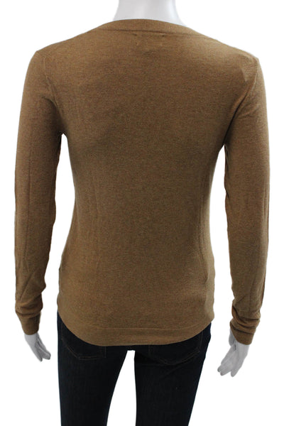 J Crew Unisex Pullover Sweater Brown Crew Neck Cotton Wool Size XS