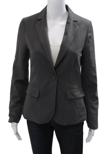 XXI Women Dark Gray Collared Polyester Button Blazer Long Sleeve Size S