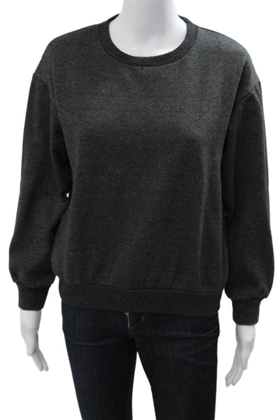 Quince Womens Pullover Sweatshirts Dark Gray Crew Neck Long Sleeve Size S