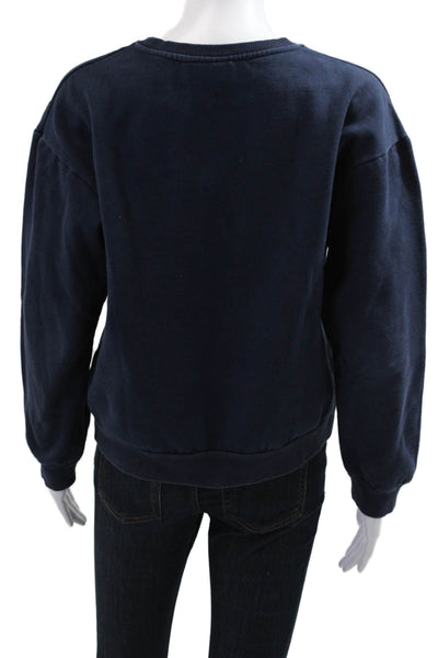 Quince Womens Pullover Sweatshirt Dark Blue Long Sleeve Crew Neck Solid Size M