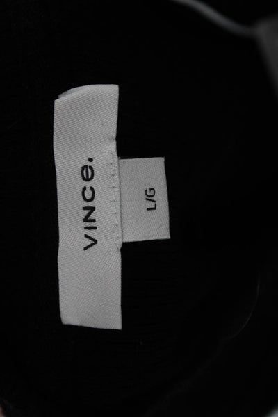Vince Womens Sweater Dress Black Mock Neck Long Sleeve Cotton Midi Size L