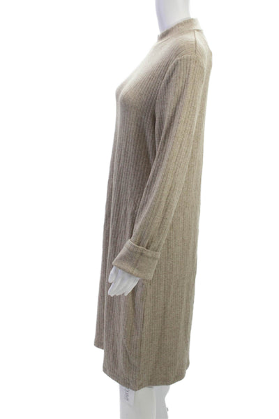 Vince Women Beige Striped Mock Neck Sweater Dress Long Sleeve Size XL