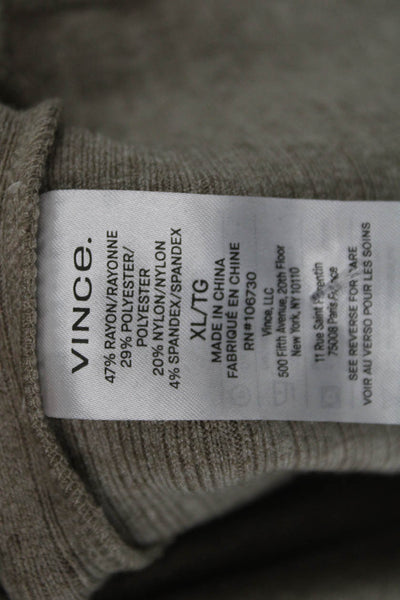 Vince Women Beige Striped Mock Neck Sweater Dress Long Sleeve Size XL