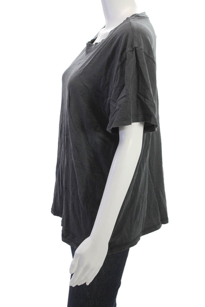 Athleta Womens Dark Gray 100% Cotton Crew Neck Short Sleeve T-Shirt Size L