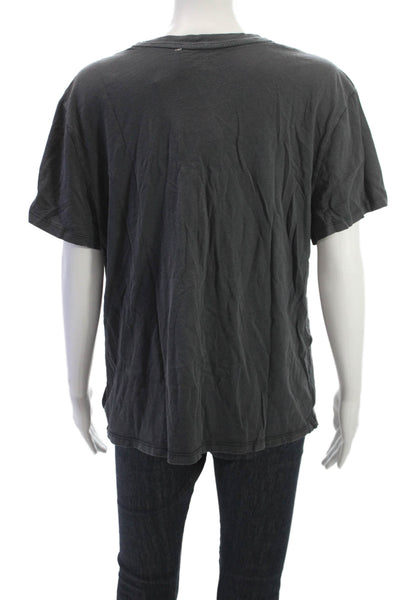 Athleta Womens Dark Gray 100% Cotton Crew Neck Short Sleeve T-Shirt Size L