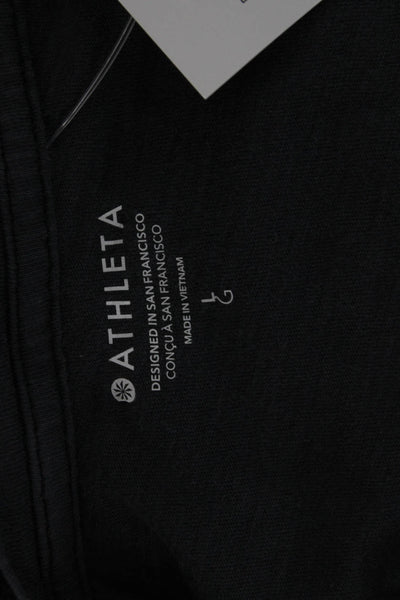 Athleta Womens Dark Gray 100% Cotton Crew Neck Short Sleeve T-Shirt Size L