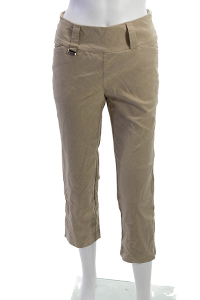Lisette Women Cropped Khakis Beige Buckle Petite Size 4