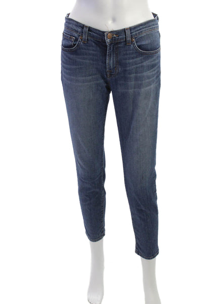 J Brand Womens Skinny Cropped Ankle Jeans Dark Blue Mid Rise Size 27