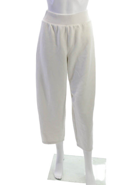Spanx Womens Cropped Sweatpants White Polyester 24in Inseam Size XS