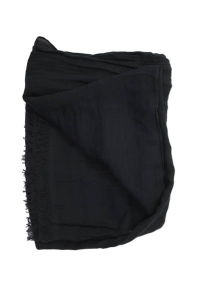 Lanvin Women's Fringe Edge Scarf Wrap Black Size 72" X 28"