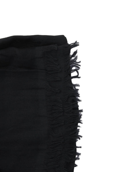 Lanvin Women's Fringe Edge Scarf Wrap Black Size 72" X 28"