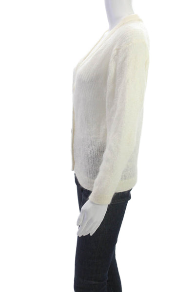 Filippa K Womens Cardigan V Neck Button White Mohair Blend Size S