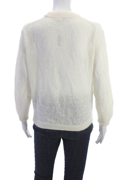 Filippa K Womens Cardigan V Neck Button White Mohair Blend Size S