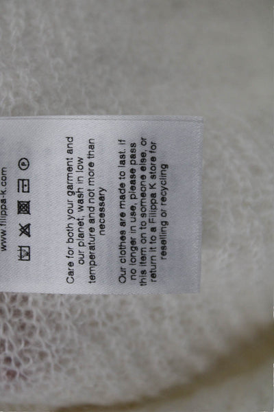 Filippa K Womens Cardigan V Neck Button White Mohair Blend Size S