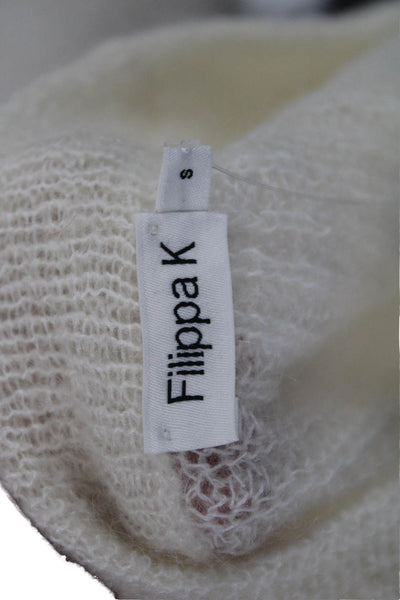 Filippa K Womens Cardigan V Neck Button White Mohair Blend Size S