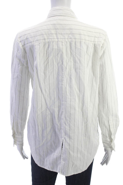 Club Monaco Women Striped Cotton Collared Button Up Shirt Long Sleeve Size S