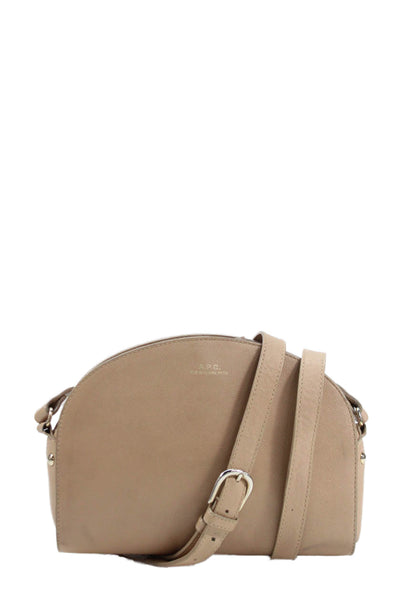 A.P.C. Womens Leather Adjustable Zip Up Shoulder Bag Beige