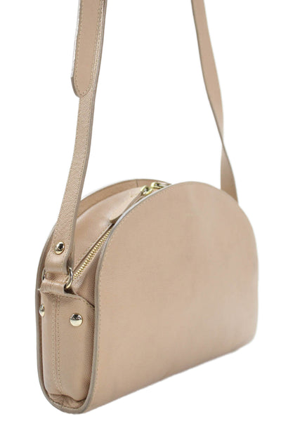 A.P.C. Womens Leather Adjustable Zip Up Shoulder Bag Beige