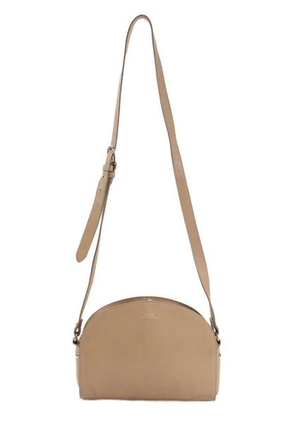 A.P.C. Womens Leather Adjustable Zip Up Shoulder Bag Beige