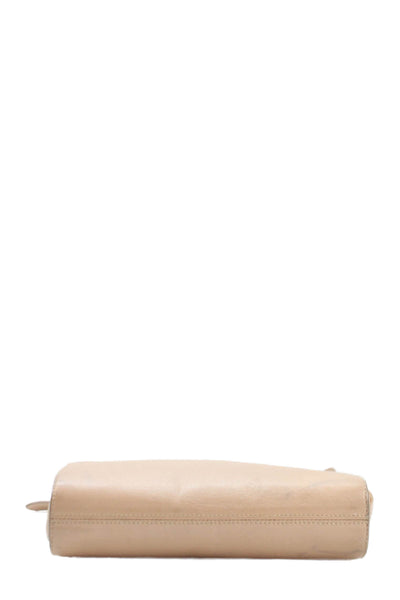 A.P.C. Womens Leather Adjustable Zip Up Shoulder Bag Beige