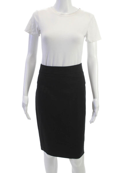 Theory Womens Straight Pencil Skirt Black Wool Knee Length Size 2