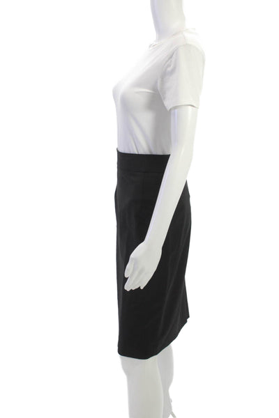 Theory Womens Straight Pencil Skirt Black Wool Knee Length Size 2