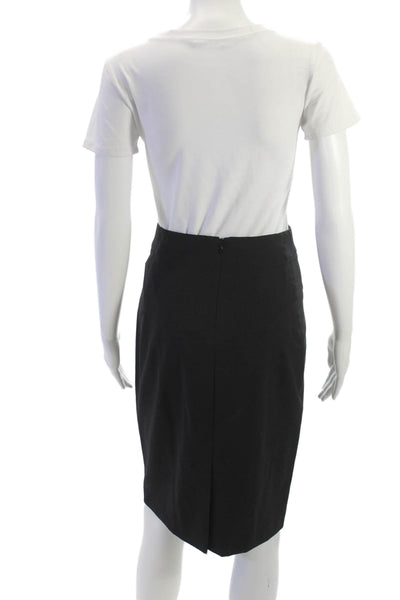 Theory Womens Straight Pencil Skirt Black Wool Knee Length Size 2