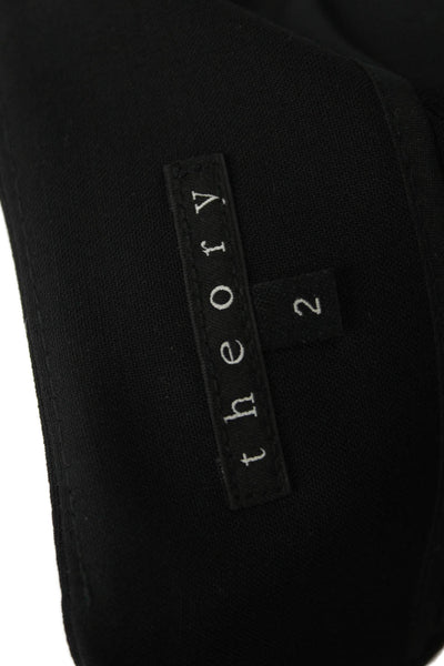 Theory Womens Straight Pencil Skirt Black Wool Knee Length Size 2