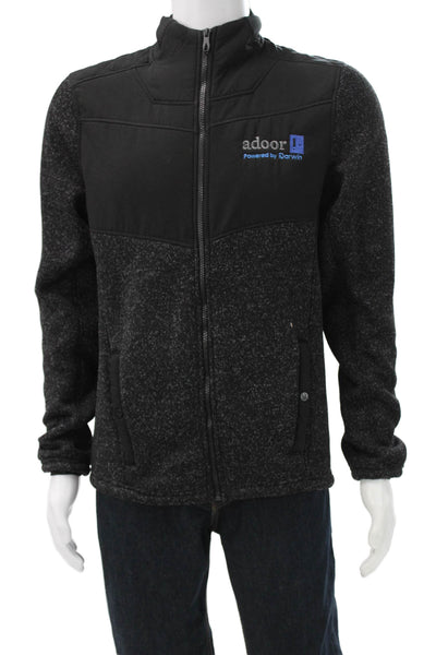 Spyder Mens Windbreaker Jacket Black Mock Neck Button Polyester Size S