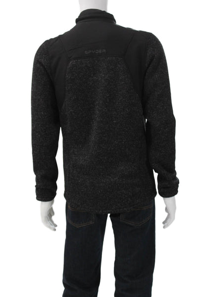Spyder Mens Windbreaker Jacket Black Mock Neck Button Polyester Size S