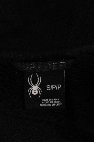 Spyder Mens Windbreaker Jacket Black Mock Neck Button Polyester Size S