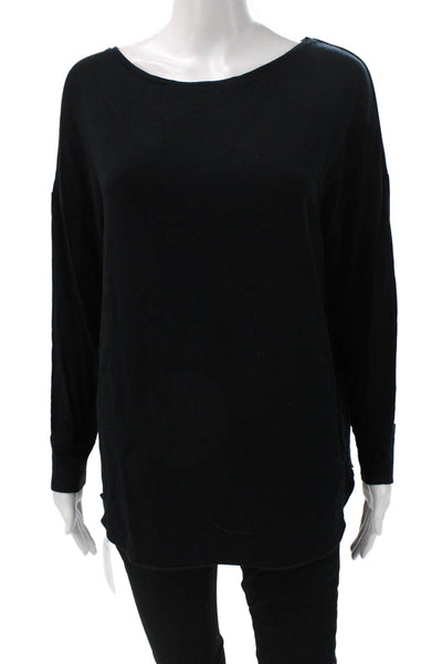 Majestic Filatures Women Basic Black Long Sleeve T-Shirt Viscose Size 2