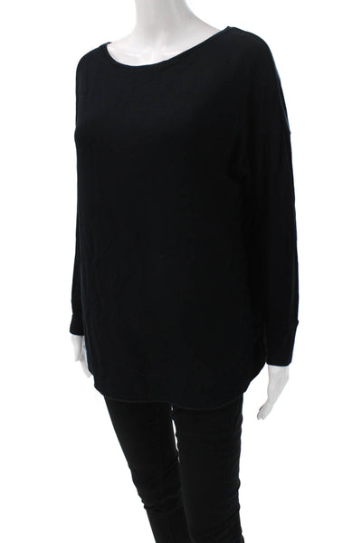 Majestic Filatures Women Basic Black Long Sleeve T-Shirt Viscose Size 2