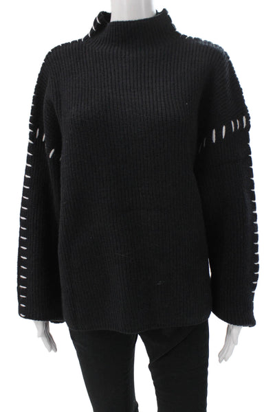 Cider Unisex Black Mock Neck Pullover Sweater Long Sleeve Size L