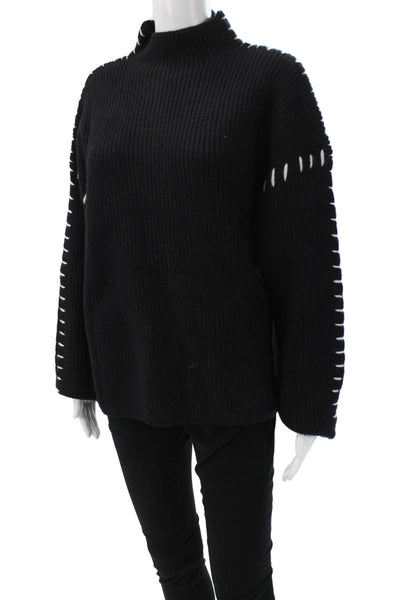 Cider Unisex Black Mock Neck Pullover Sweater Long Sleeve Size L