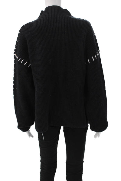 Cider Unisex Black Mock Neck Pullover Sweater Long Sleeve Size L