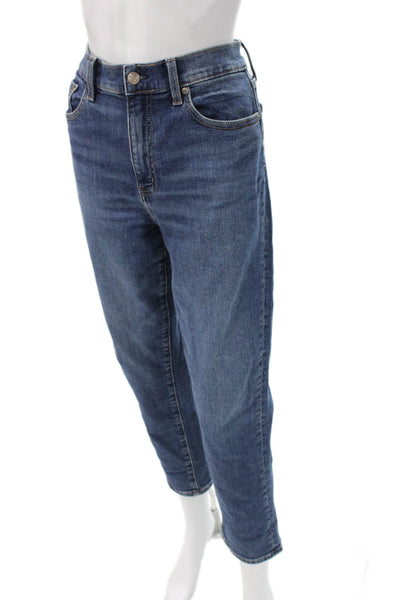 Daze Women High Rise Cropped Ankle Jeans Dark Blue Size 28